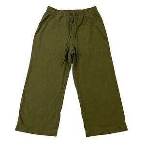 Abercrombie & Fitch Cropped Wide Leg Pants Womens Medium Olive Green Pull On